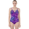 Purple Violet Glitter Galaxy Nebula Space Pattern Cut Out Top Tankini Set View1