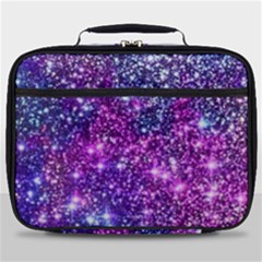 Purple Violet Glitter Galaxy Nebula Space Pattern Full Print Lunch Bag