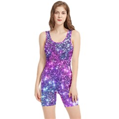 Purple Violet Glitter Galaxy Nebula Space Pattern Women s Wrestling Singlet by Perong