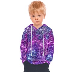 Purple Violet Glitter Galaxy Nebula Space Pattern Kids  Overhead Hoodie