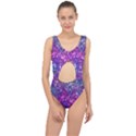 Purple Violet Glitter Galaxy Nebula Space Pattern Center Cut Out Swimsuit View1