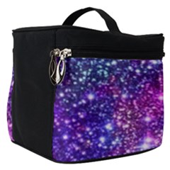 Purple Violet Glitter Galaxy Nebula Space Pattern Make Up Travel Bag (Small)