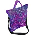 Purple Violet Glitter Galaxy Nebula Space Pattern Fold Over Handle Tote Bag View1