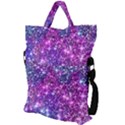 Purple Violet Glitter Galaxy Nebula Space Pattern Fold Over Handle Tote Bag View2