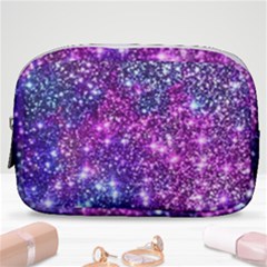 Purple Violet Glitter Galaxy Nebula Space Pattern Make Up Pouch (small) by Perong