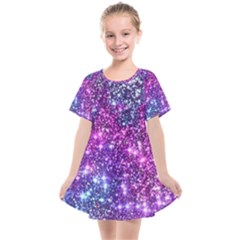 Purple Violet Glitter Galaxy Nebula Space Pattern Kids  Smock Dress