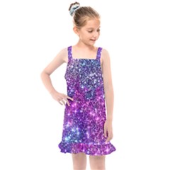 Purple Violet Glitter Galaxy Nebula Space Pattern Kids  Overall Dress by Perong