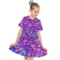 Purple Violet Glitter Galaxy Nebula Space Pattern Kids  Short Sleeve Shirt Dress View1