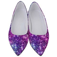 Purple Violet Glitter Galaxy Nebula Space Pattern Women s Low Heels