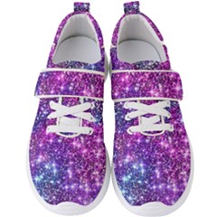 Purple Violet Glitter Galaxy Nebula Space Pattern Men s Velcro Strap Shoes by Perong