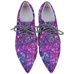 Purple Violet Glitter Galaxy Nebula Space Pattern Pointed Oxford Shoes by Perong