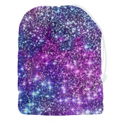 Purple Violet Glitter Galaxy Nebula Space Pattern Drawstring Pouch (3XL)