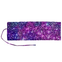 Purple Violet Glitter Galaxy Nebula Space Pattern Roll Up Canvas Pencil Holder (M)