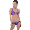 Purple Violet Glitter Galaxy Nebula Space Pattern Ring Detail Crop Bikini Set View1