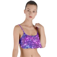 Purple Violet Glitter Galaxy Nebula Space Pattern Layered Top Bikini Top  by Perong