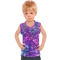 Purple Violet Glitter Galaxy Nebula Space Pattern Kids  Sport Tank Top