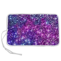 Purple Violet Glitter Galaxy Nebula Space Pattern Pen Storage Case (L)