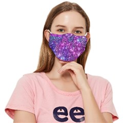 Purple Violet Glitter Galaxy Nebula Space Pattern Fitted Cloth Face Mask (adult) by Perong