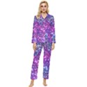 Purple Violet Glitter Galaxy Nebula Space Pattern Womens  Long Sleeve Velvet Pocket Pajamas Set View1