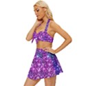 Purple Violet Glitter Galaxy Nebula Space Pattern Vintage Style Bikini Top and Skirt Set  View2