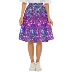 Purple Violet Glitter Galaxy Nebula Space Pattern Classic Short Skirt by Perong