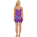 Purple Violet Glitter Galaxy Nebula Space Pattern V-Neck Satin Pajamas Set View4