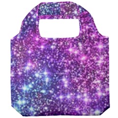 Purple Violet Glitter Galaxy Nebula Space Pattern Foldable Grocery Recycle Bag