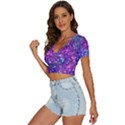 Purple Violet Glitter Galaxy Nebula Space Pattern V-Neck Crop Top View2