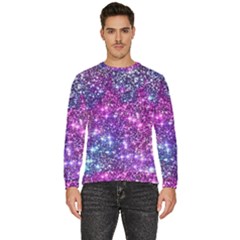 Purple Violet Glitter Galaxy Nebula Space Pattern Men s Fleece Sweatshirt by Perong