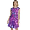 Purple Violet Glitter Galaxy Nebula Space Pattern Cap Sleeve High Waist Dress View1