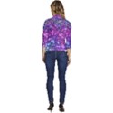 Purple Violet Glitter Galaxy Nebula Space Pattern Women s Draped Front 3/4 Sleeve Shawl Collar Jacket View4