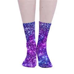 Purple Violet Glitter Galaxy Nebula Space Pattern Smooth Crew Length Tube Socks by Perong