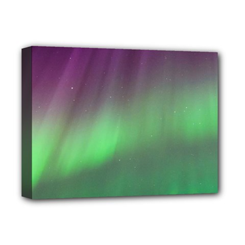 Northern Lights Green Aurora Borealis Deluxe Canvas 16  X 12  (stretched)  by Perong