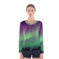 Northern Lights Green Aurora Borealis Women s Long Sleeve T-shirt