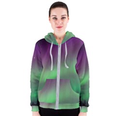 Northern Lights Green Aurora Borealis Women s Zipper Hoodie