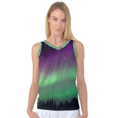 Northern Lights Green Aurora Borealis Women s Basketball Tank Top by Perong