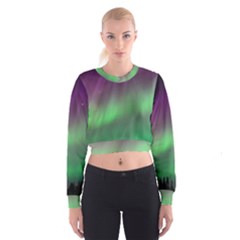 Northern Lights Green Aurora Borealis Cropped Sweatshirt