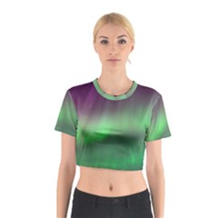 Northern Lights Green Aurora Borealis Cotton Crop Top by Perong