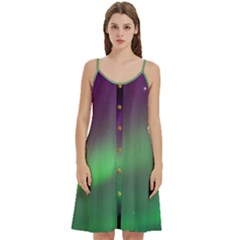 Northern Lights Green Aurora Borealis Women s Spaghetti Strap Pullover Cami Dress by Perong