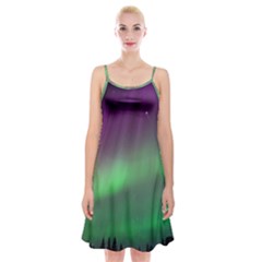 Northern Lights Green Aurora Borealis Spaghetti Strap Velvet Dress