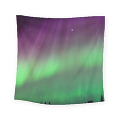 Northern Lights Green Aurora Borealis Square Tapestry (small)