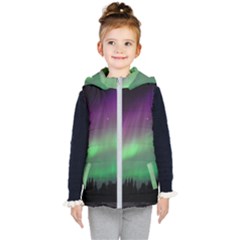 Northern Lights Green Aurora Borealis Kids  Hooded Puffer Vest