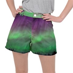 Northern Lights Green Aurora Borealis Women s Ripstop Shorts by Perong