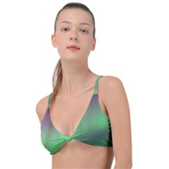 Northern Lights Green Aurora Borealis Knot Up Bikini Top by Perong