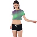 Northern Lights Green Aurora Borealis Tie Back Short Sleeve Crop T-Shirt View1