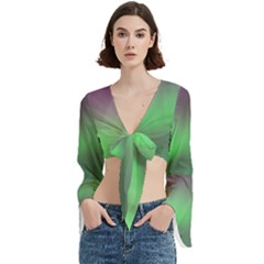 Northern Lights Green Aurora Borealis Trumpet Sleeve Cropped Top