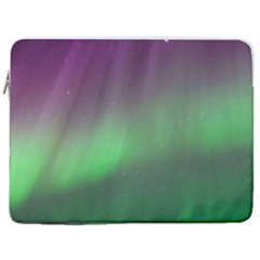 Northern Lights Green Aurora Borealis 17  Vertical Laptop Sleeve Case With Pocket