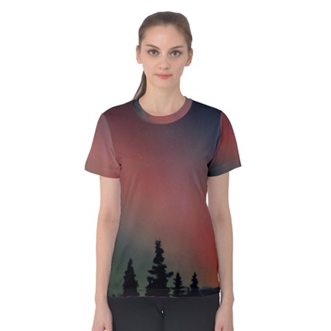 Aurora Borealis Alaska Sky Women s Cotton T-shirt by Perong