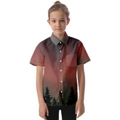 Aurora Borealis Alaska Sky Kids  Short Sleeve Shirt by Perong