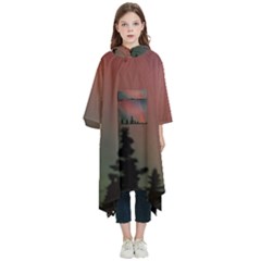 Aurora Borealis Alaska Sky Kids  Hooded Rain Ponchos